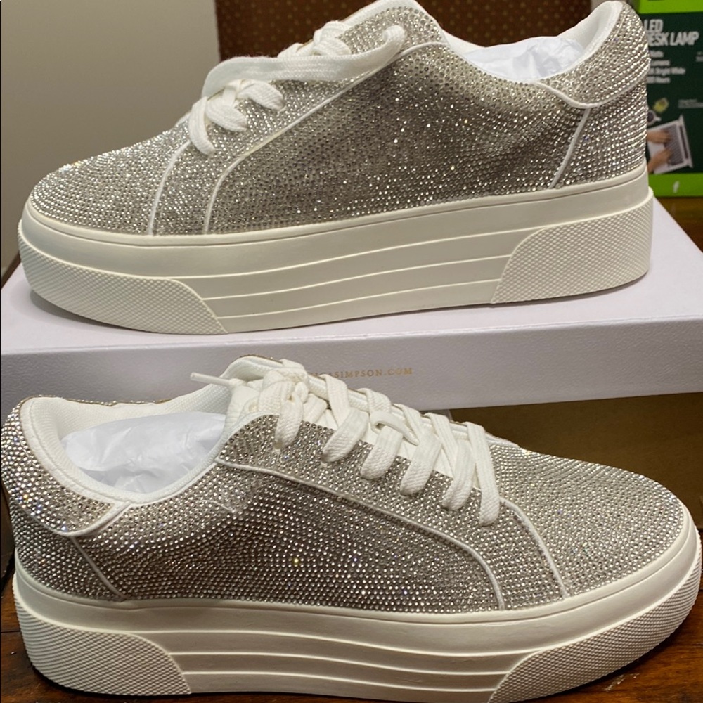 Elegant White and Silver Women's Sneakers by Jessica Simpson - Picture 6 of 7